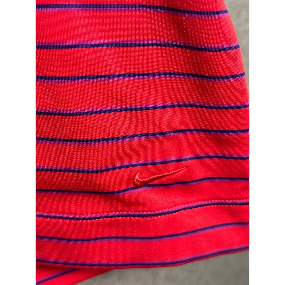 Nike Golf Dri-FIT Sleeveless Polo Shirt Pink Blue Striped‎ Women's Large